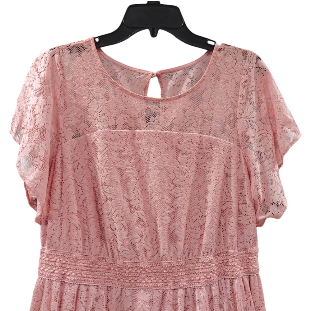 Torrid Midi Lace Blush Pink Handkerchief Fit-and-Flare Midi Dress Womens Size 1X - Picture 7 of 12